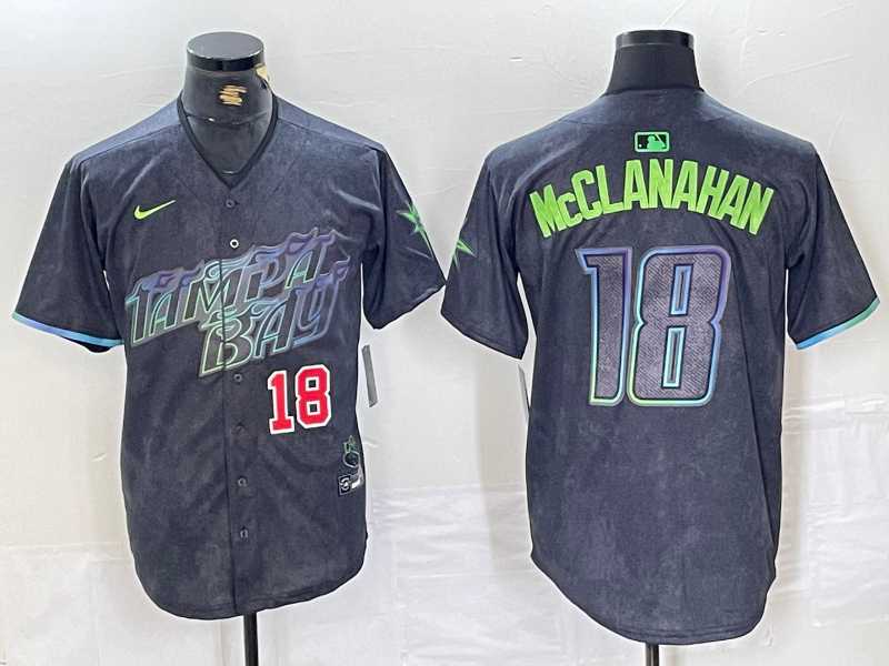 Mens Tampa Bay Rays #18 Shane McClanahan Number Charcoal 2024 City Connect Limited Stitched Jerseys